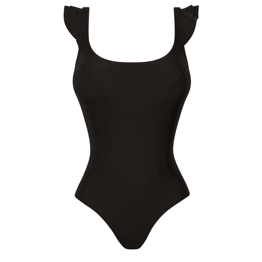 Empreinte Glam Round Neck Swimsuit in Black