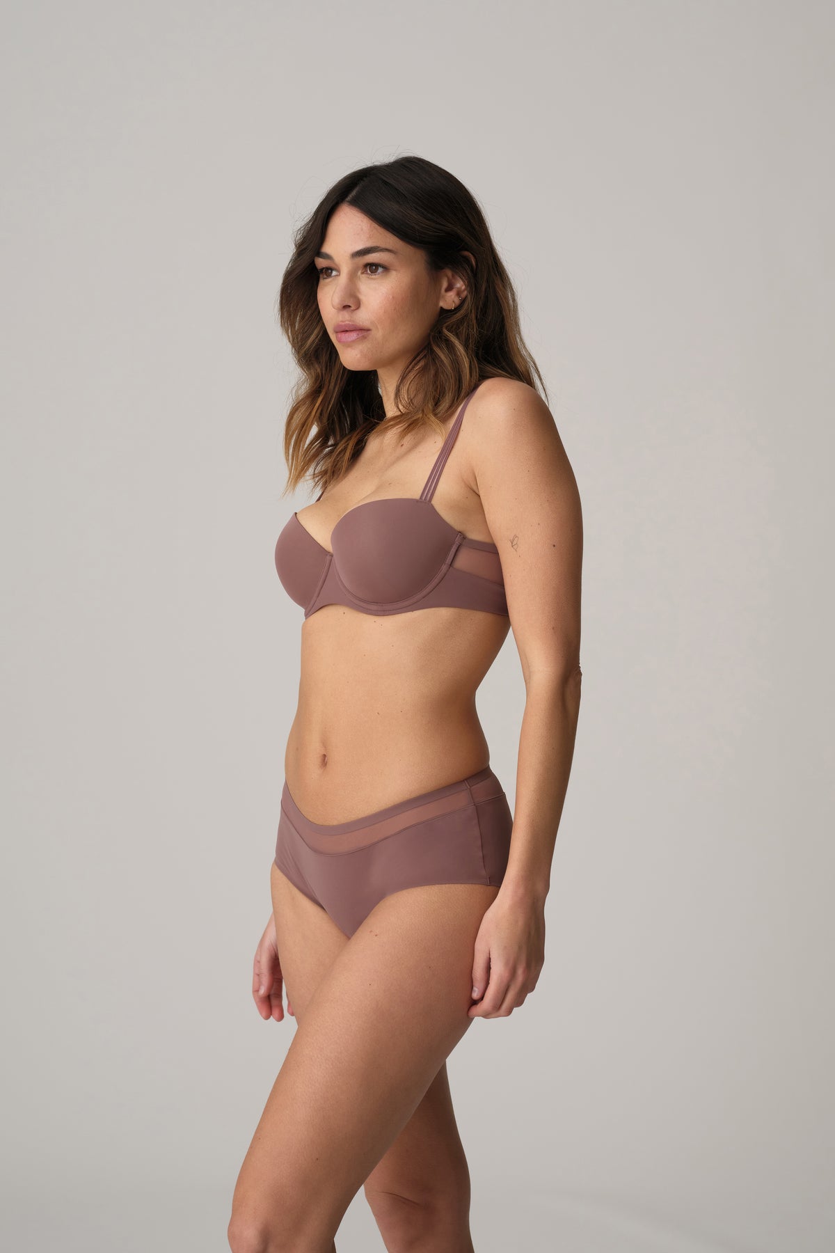 Marie Jo Louie Padded Balcony Bra In Satin Taupe