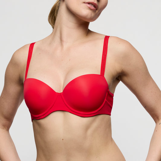 Marie Jo Louie Padded Balcony Bra In True Red