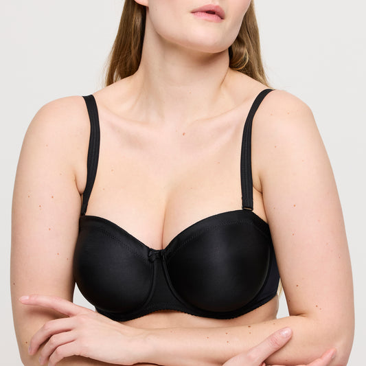 Primadonna Satin Strapless Non Padded Bra In Black
