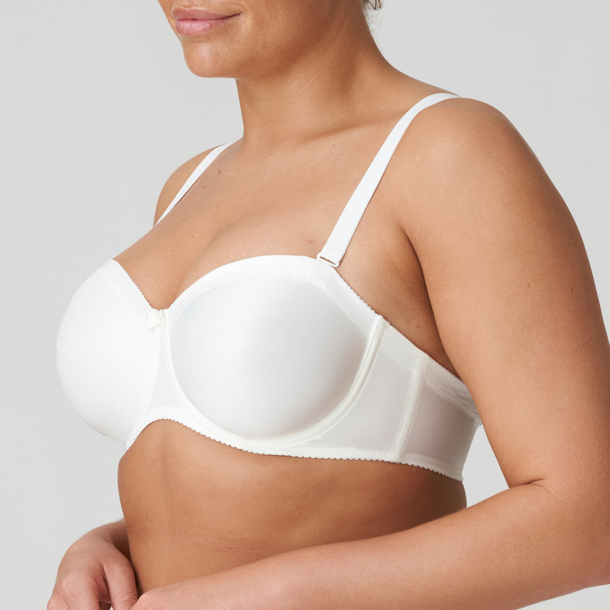 Primadonna Satin Strapless Non Padded Bra In Natural