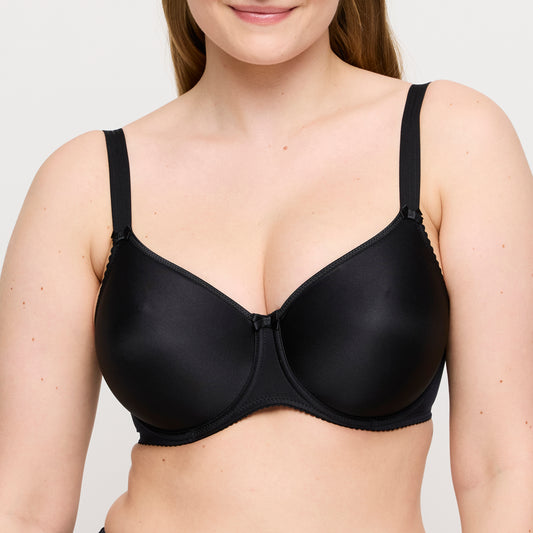 Primadonna Satin Non Padded Full Cup Seamless Bra In Black