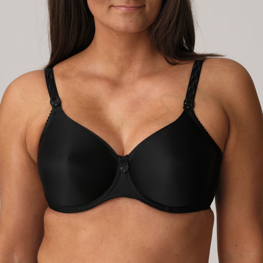 Primadonna Satin Non Padded Full Cup Seamless Bra In Black