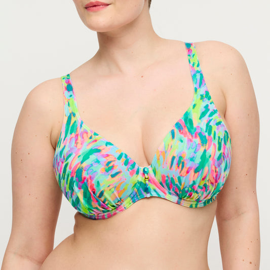 Primadonna Swim Douala Half Padded Plunge Bikini Top In Impressionist Summer