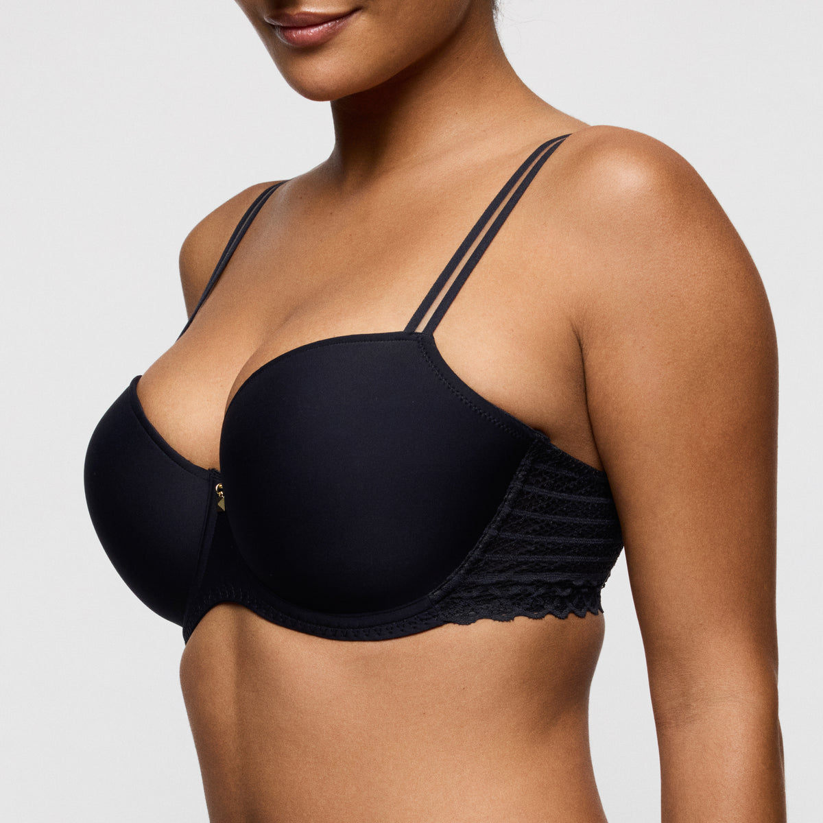Primadonna Twist Twist Side Padded Balcony Bra In Charcoal