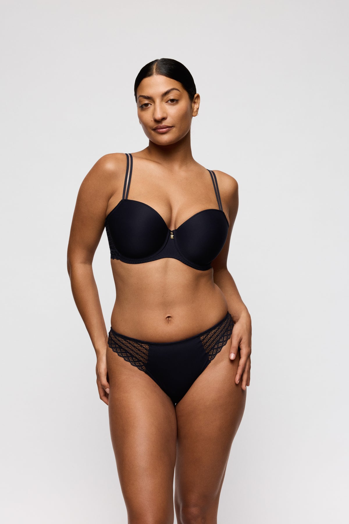 Primadonna Twist Twist Side Padded Balcony Bra In Charcoal