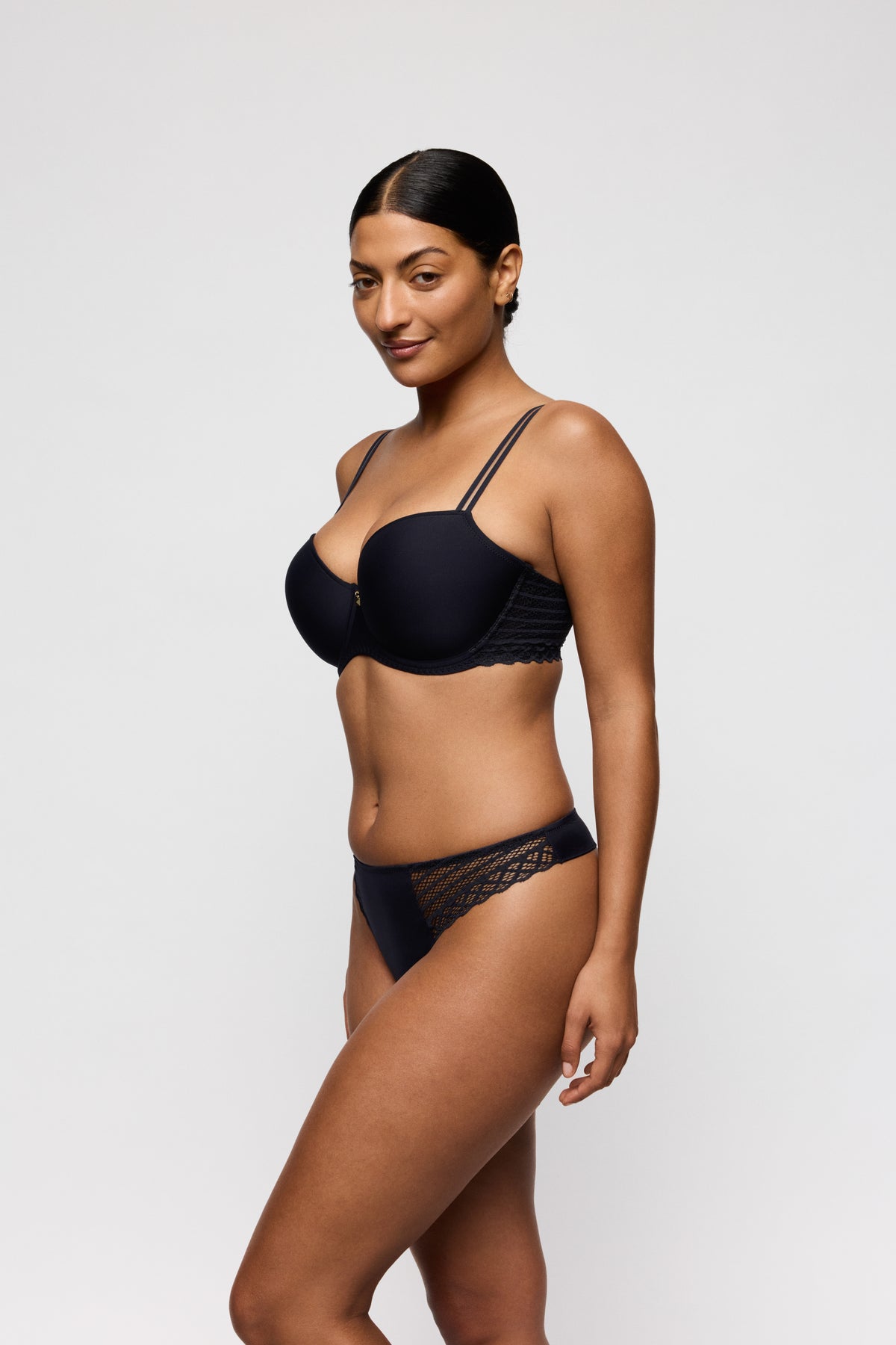 Primadonna Twist Twist Side Padded Balcony Bra In Charcoal