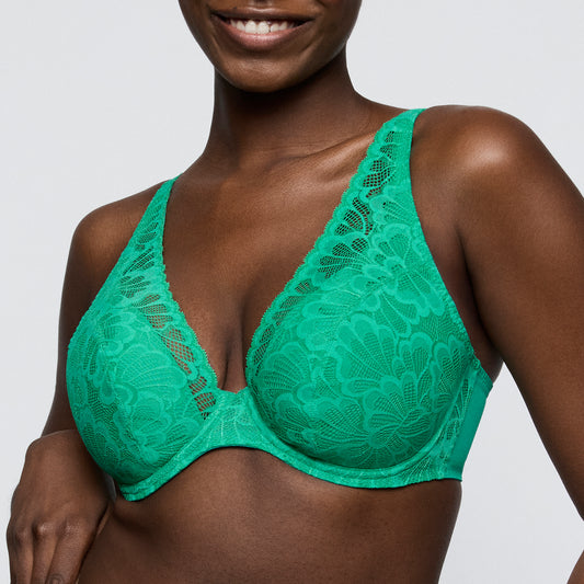 Primadonna Twist Mocuto Half Padded Plunge Bra In Vivid Green
