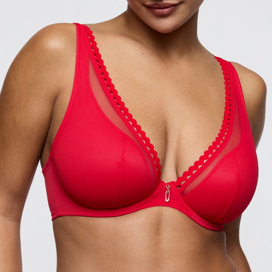 Primadonna Twist Wowgirl Half Padded Plunge Bra In True Red